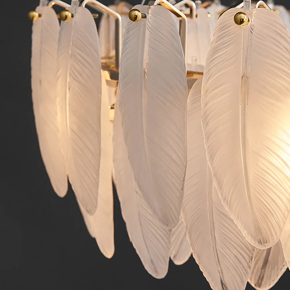 PPWW - Lustre en Verre avec Abat-Jour en Feuille texturé