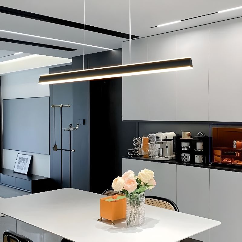 Suspension Noir LED Linéaire Moderne 120 cm