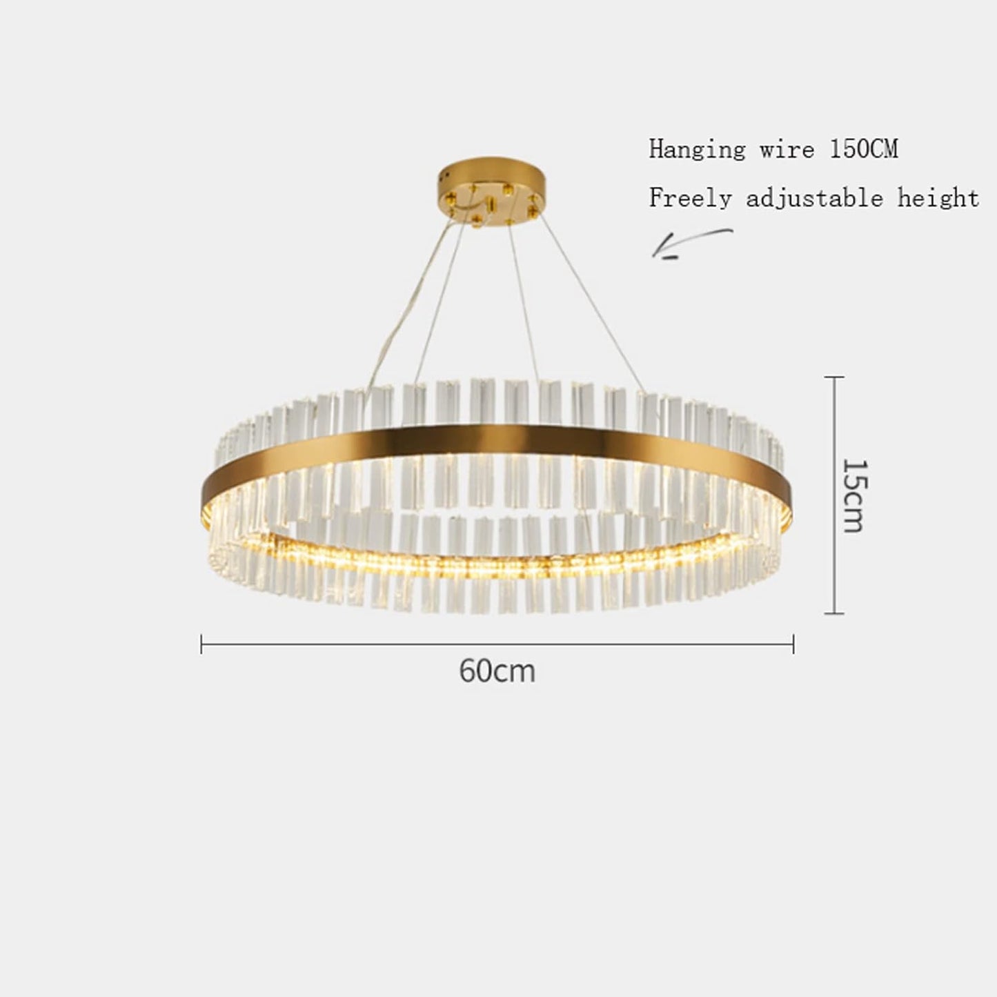 Lustre LED en verre de cristal