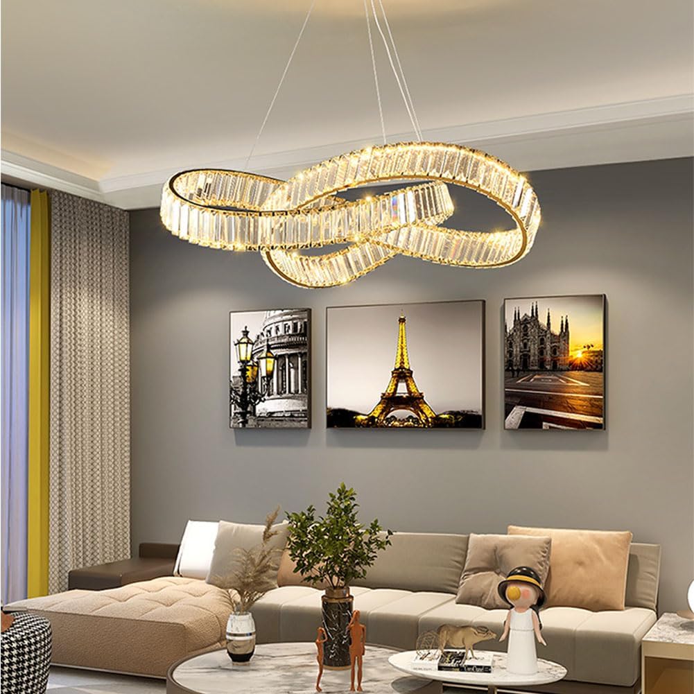 Lustre LED Luxe – Cristal K9 Finition Or 60 cm