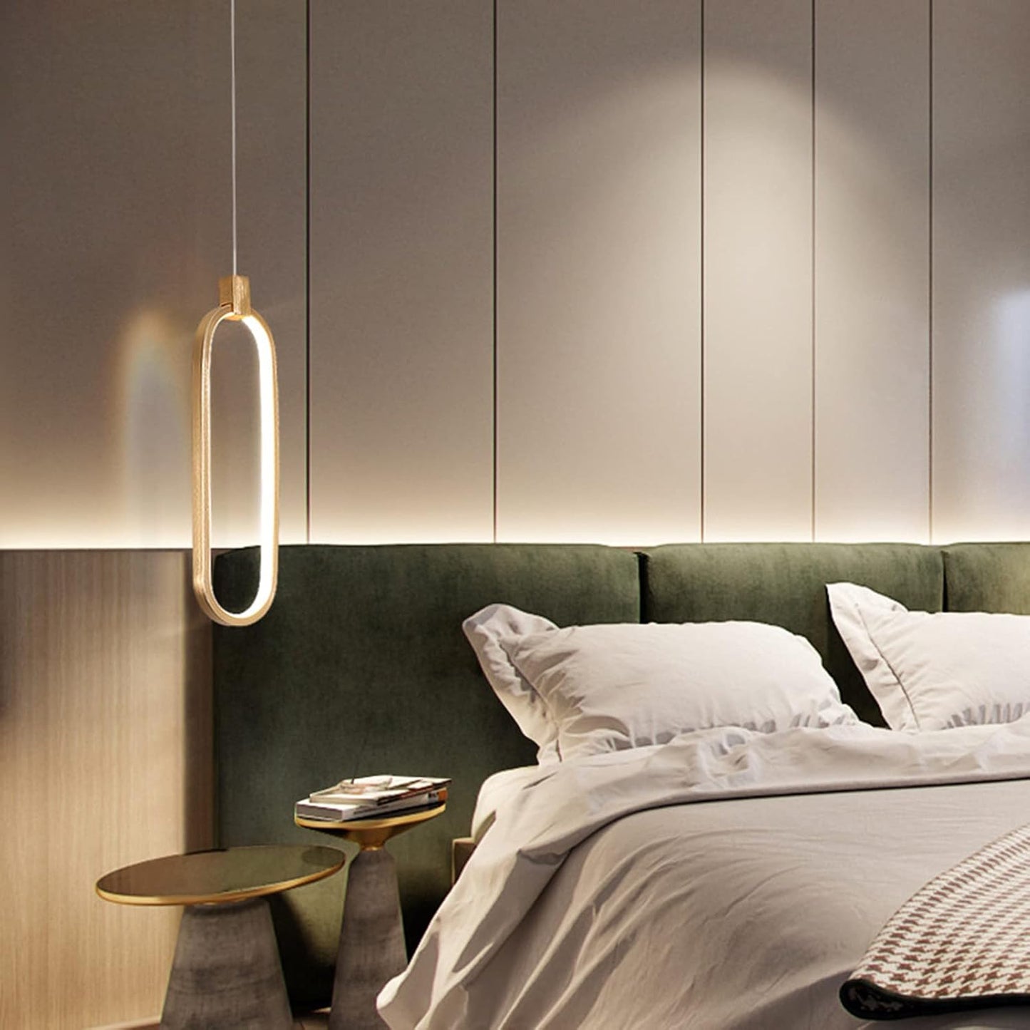Suspension dorée LED au design minimaliste en aluminium
