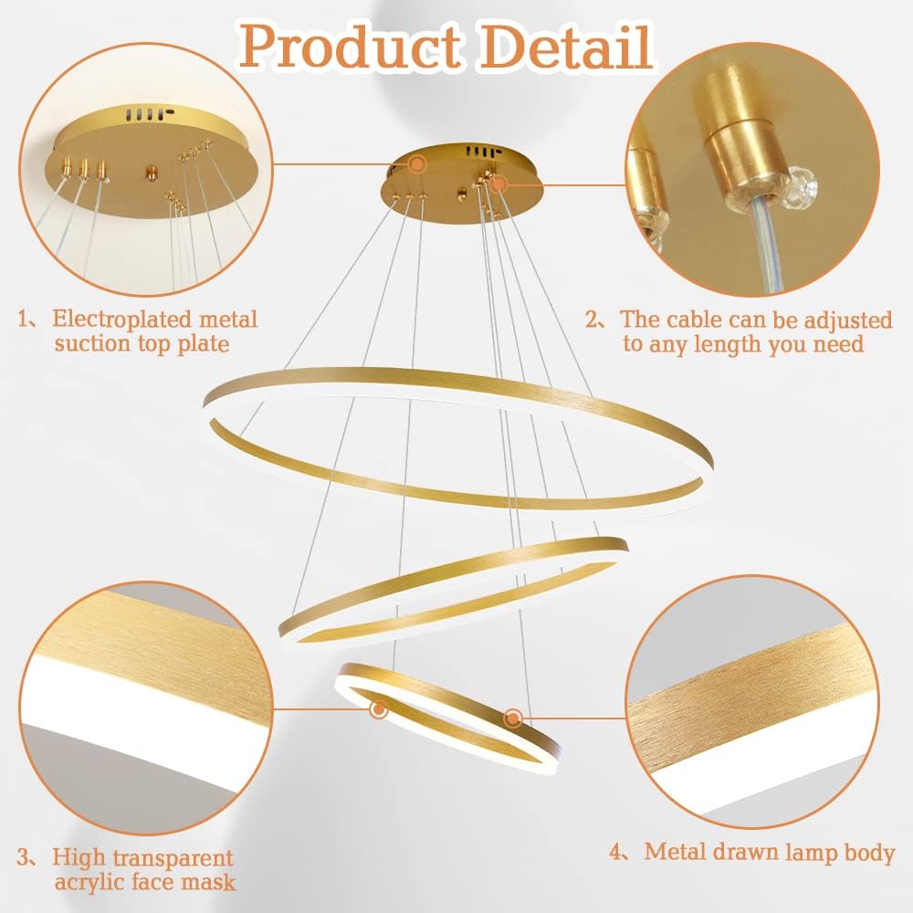 RINGO - Lustre pendentif à 3 Anneau circulaire LED