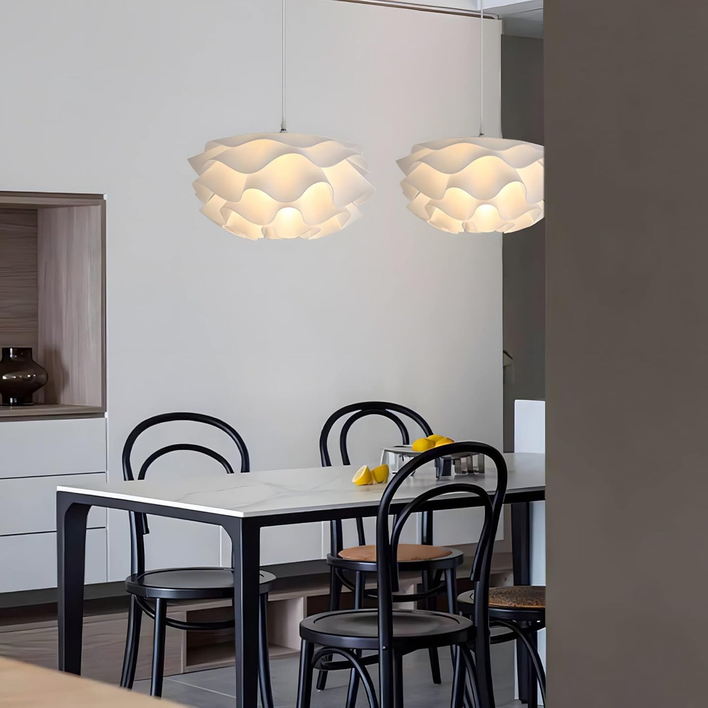 WAQIHREU - Suspension sphérique en forme de fleur PP blanc 40 cm
