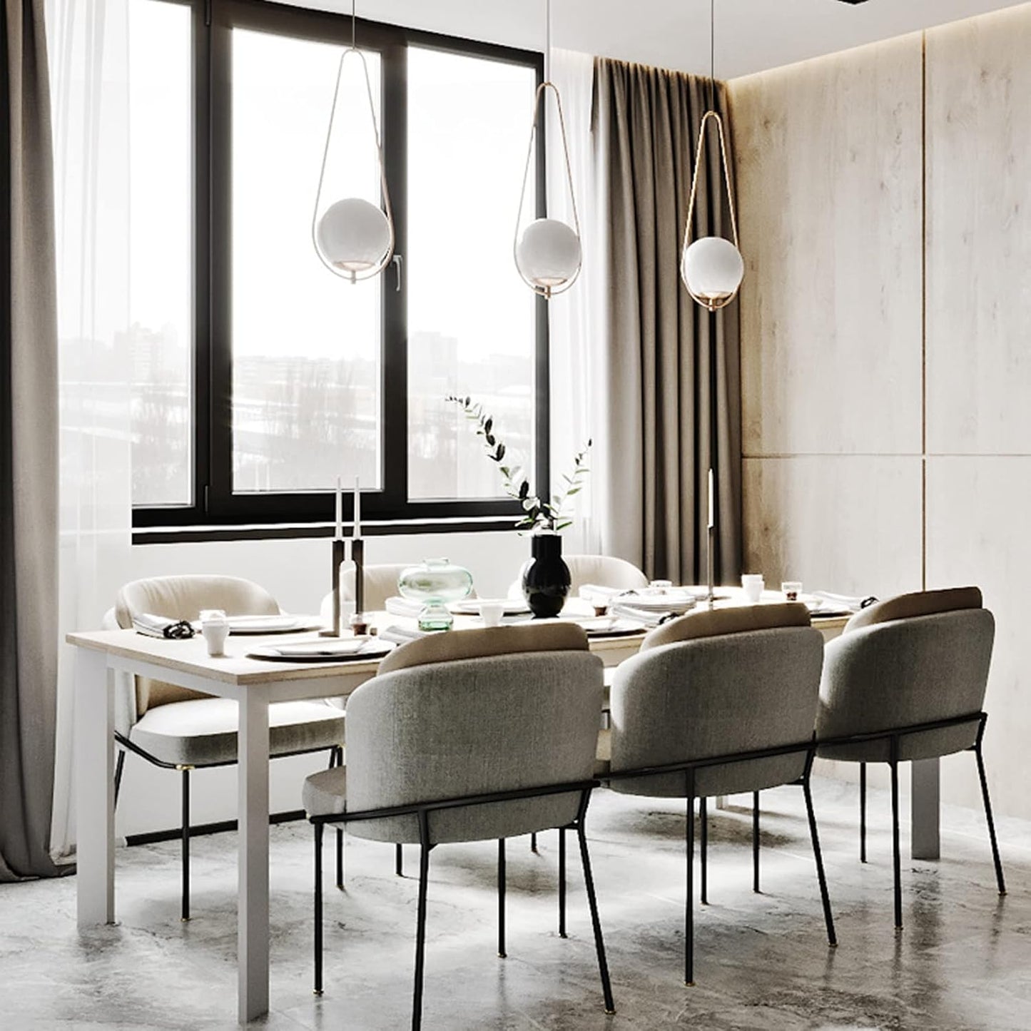 TEMKIN 4 - Suspension moderne du milieu du siècle en verre blanc