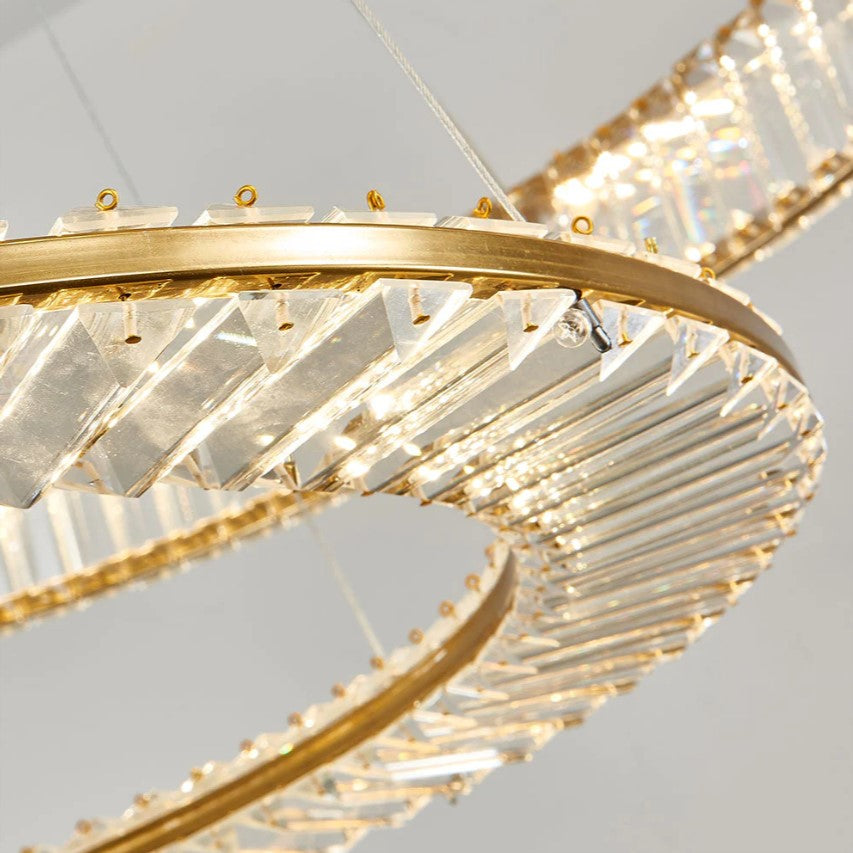 THUNDER - Lustre Cristal K9 LED Or Deux Cerceaux