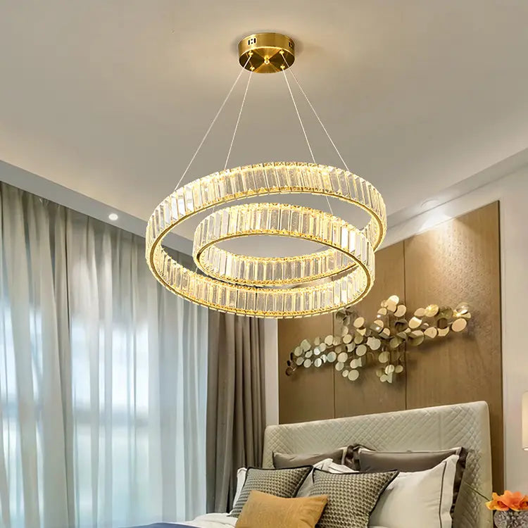Lustre LED Luxe – Cristal K9 Finition Or