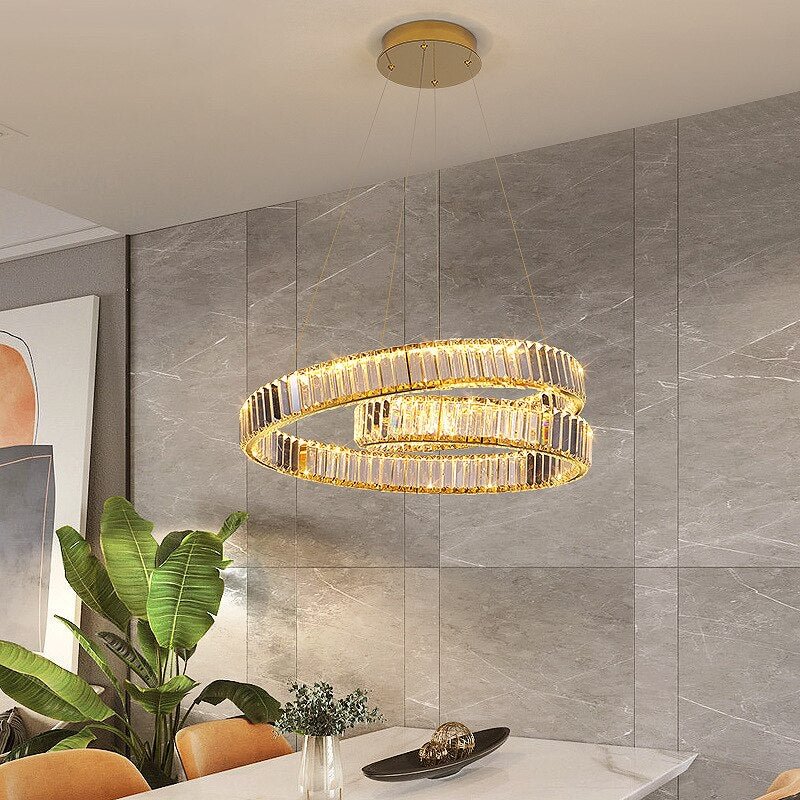 Lustre LED Luxe – Cristal K9 Finition Or