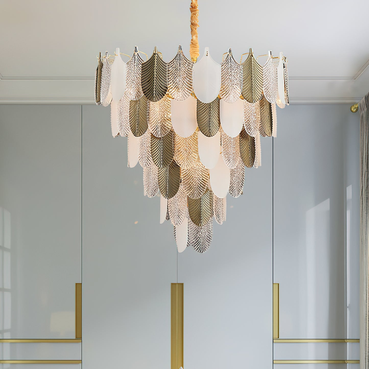 Lustre Paon Œuvre d'Art Lumineuse