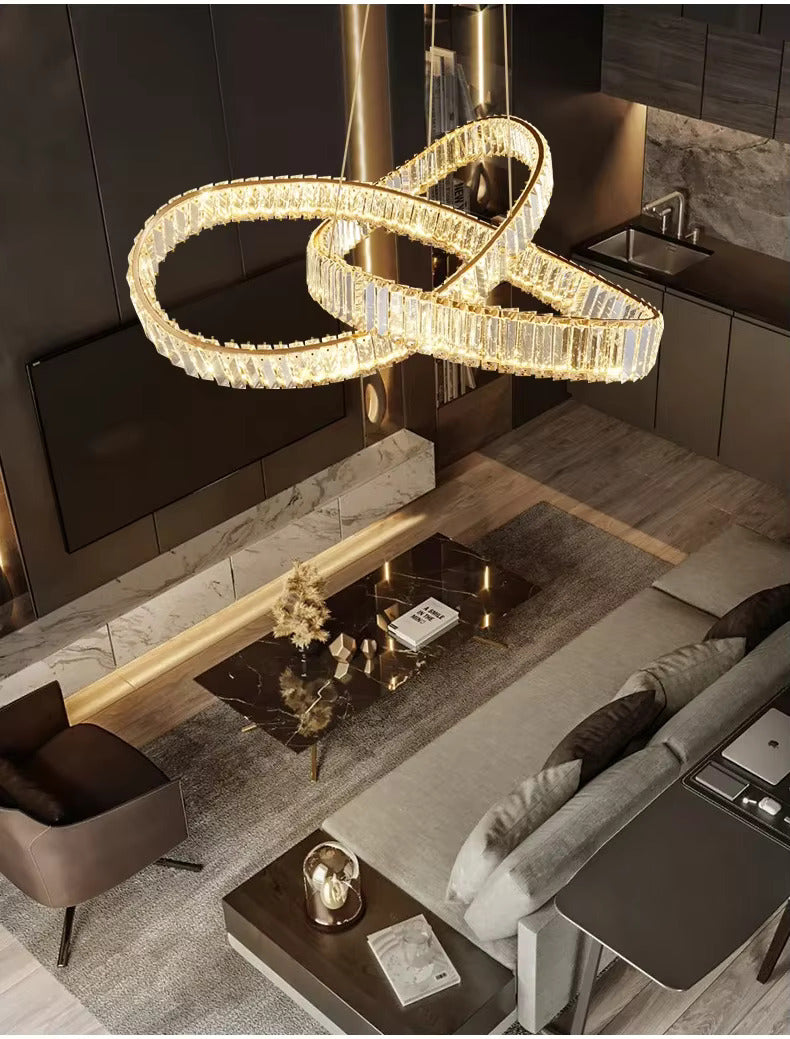 Lustre LED Luxe – Cristal K9 Finition Or 60 cm
