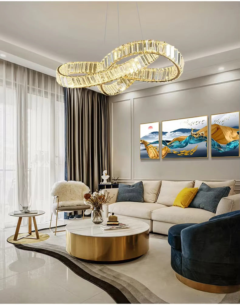 Lustre LED Luxe – Cristal K9 Finition Or 60 cm