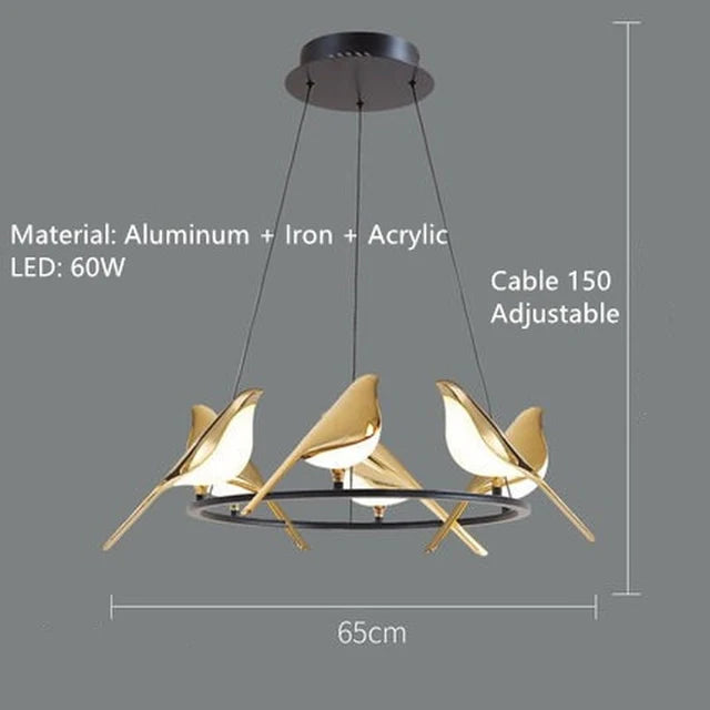 Lustre Suspension "Oiseaux Dorés"