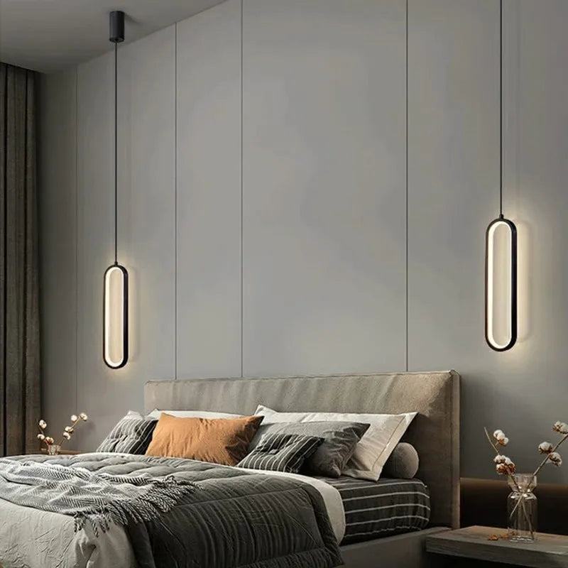 Suspension dorée LED au design minimaliste en aluminium