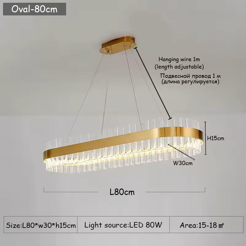 Lustre LED en verre de cristal
