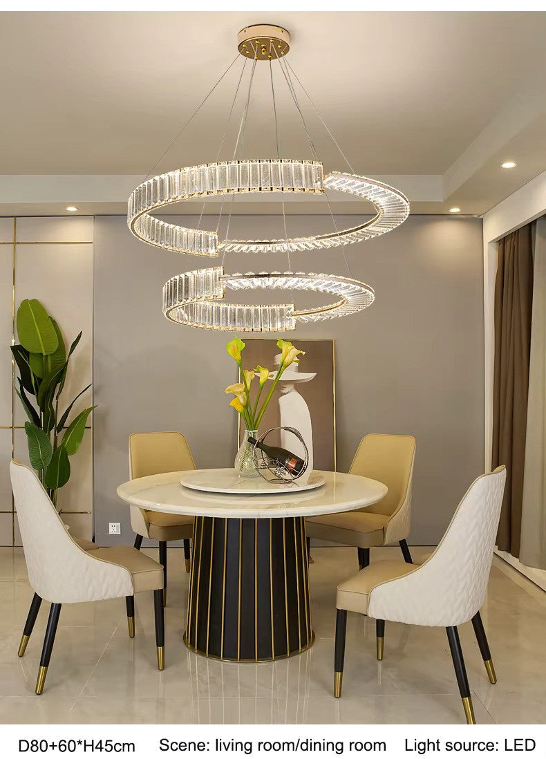 THUNDER - Lustre Cristal K9 LED Or Deux Cerceaux