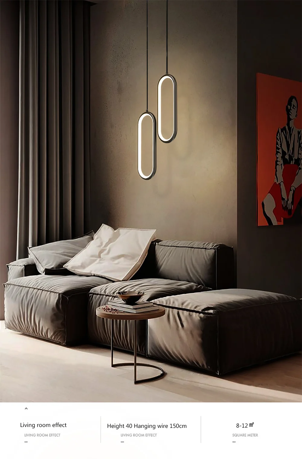 Suspension dorée LED au design minimaliste en aluminium