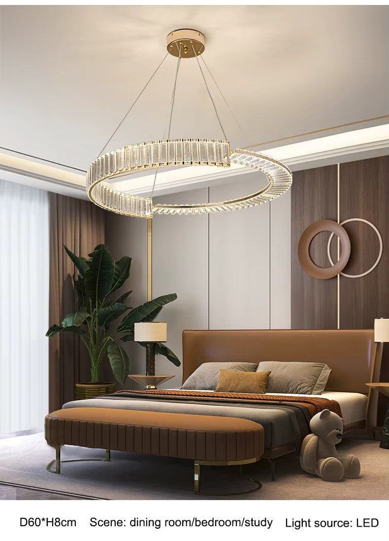 THUNDER - Lustre Cristal K9 LED Or Deux Cerceaux