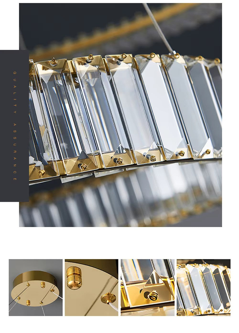 THUNDER - Lustre Cristal K9 LED Or Deux Cerceaux