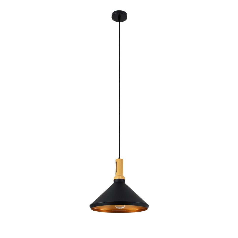 MODERNE MONOLIGHT MÉTAL NOIR & OR AVEC BOIS BEIGE