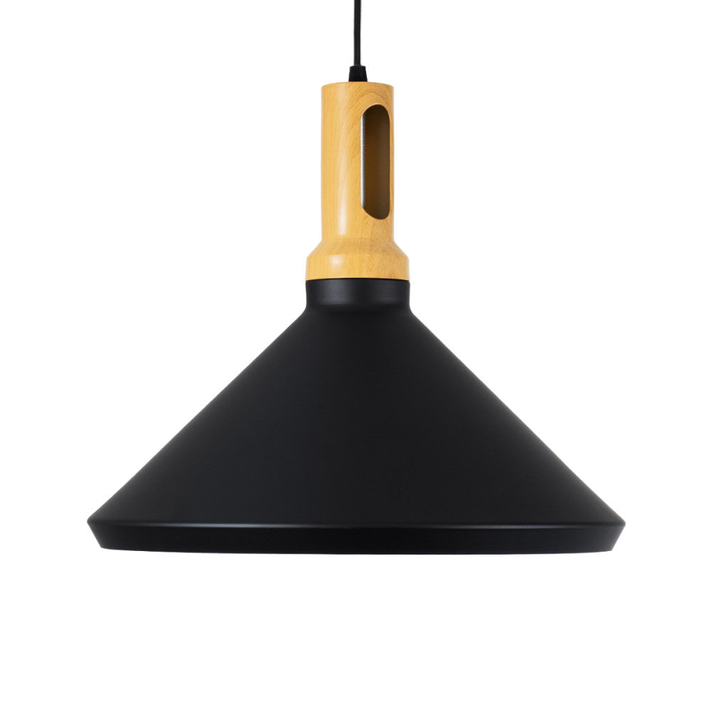 MODERNE MONOLIGHT MÉTAL NOIR & OR AVEC BOIS BEIGE
