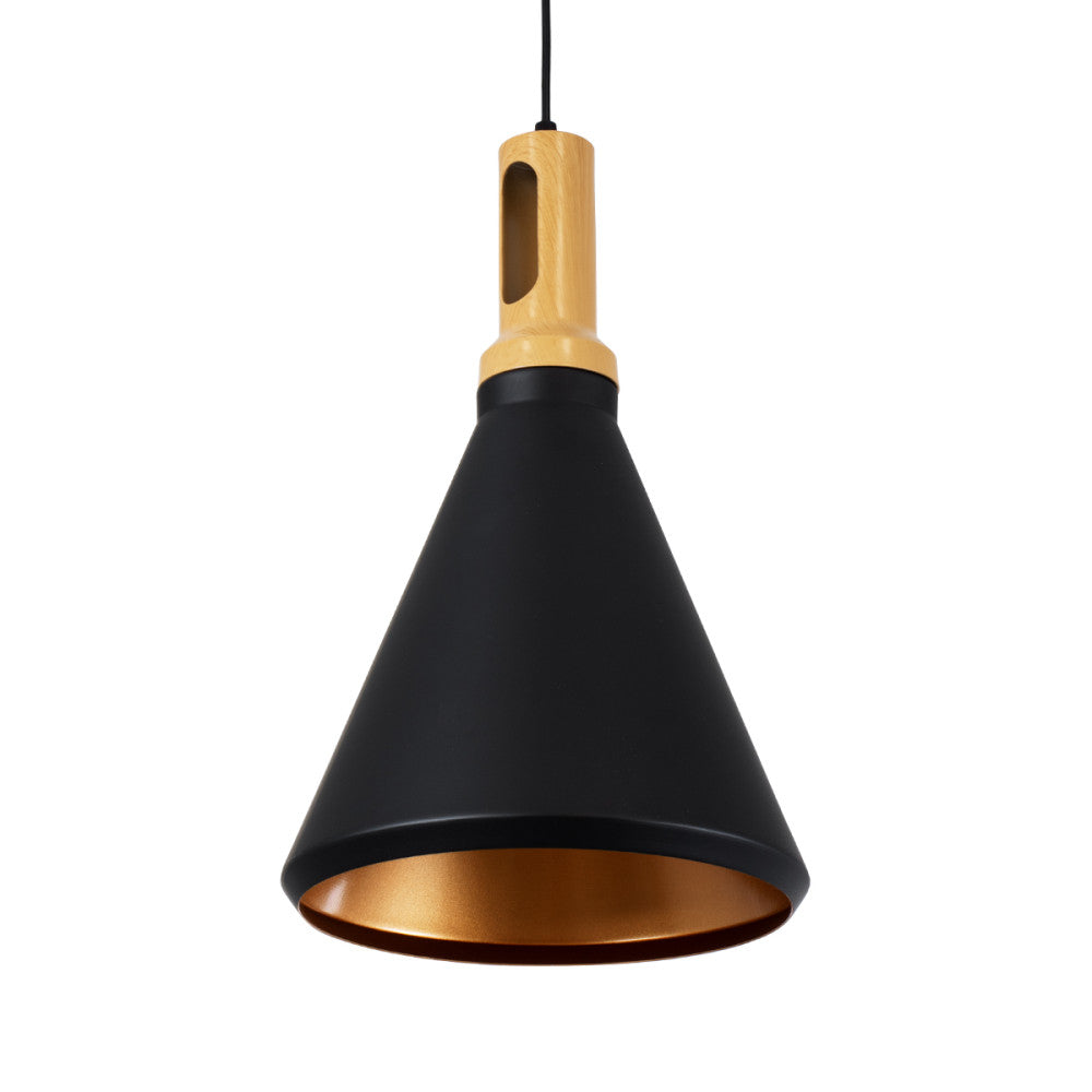 MODERNE MONOLIGHT MÉTAL NOIR & OR AVEC BOIS BEIGE Ø23cm
