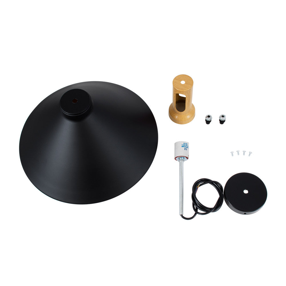 MODERNE MONOLIGHT MÉTAL NOIR & OR AVEC BOIS BEIGE