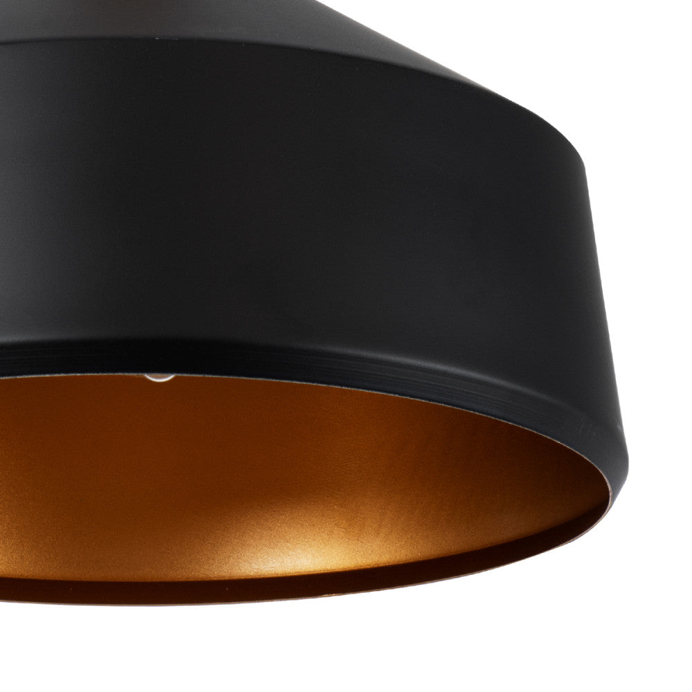CÔNE  -  MÉTAL NOIR & OR AVEC BOIS BEIGE