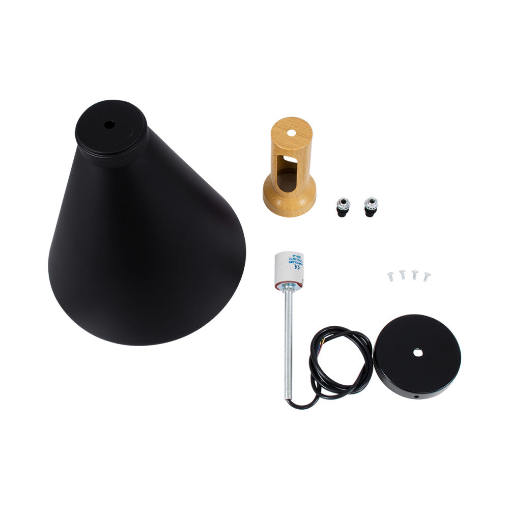 MODERNE MONOLIGHT MÉTAL NOIR & OR AVEC BOIS BEIGE Ø23cm