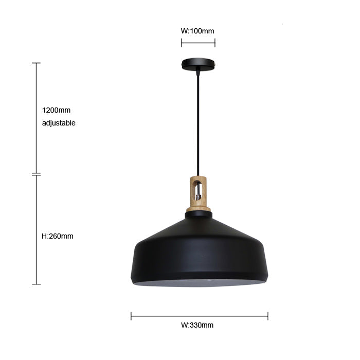 CÔNE  -  MÉTAL NOIR & OR AVEC BOIS BEIGE