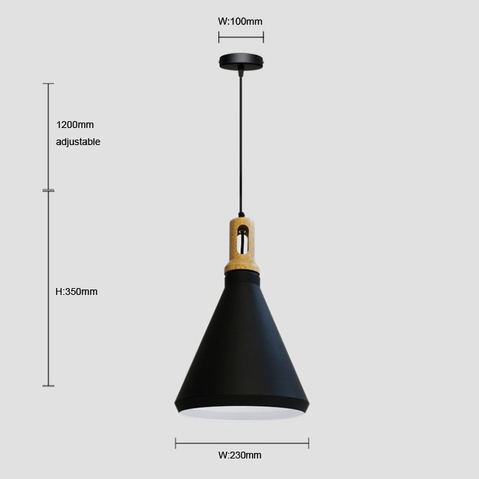 MODERNE MONOLIGHT MÉTAL NOIR & OR AVEC BOIS BEIGE Ø23cm