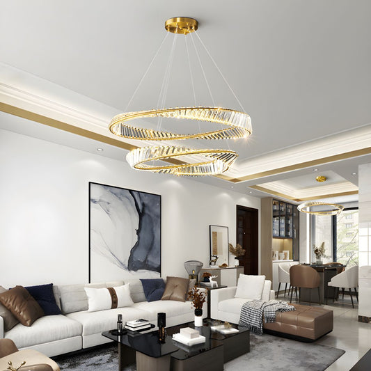 THUNDER - Lustre Cristal K9 LED Or Deux Cerceaux