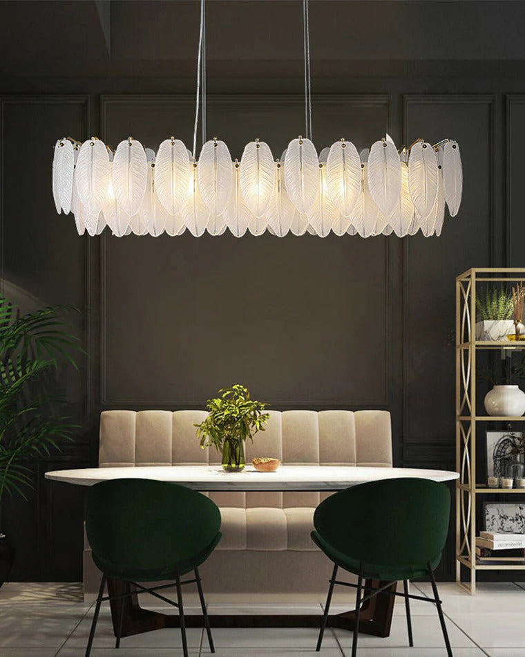 PPWW - Lustre  en Verre avec Abat-Jour en Feuille texturé