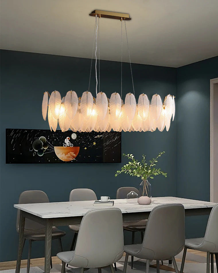 PPWW - Lustre  en Verre avec Abat-Jour en Feuille texturé