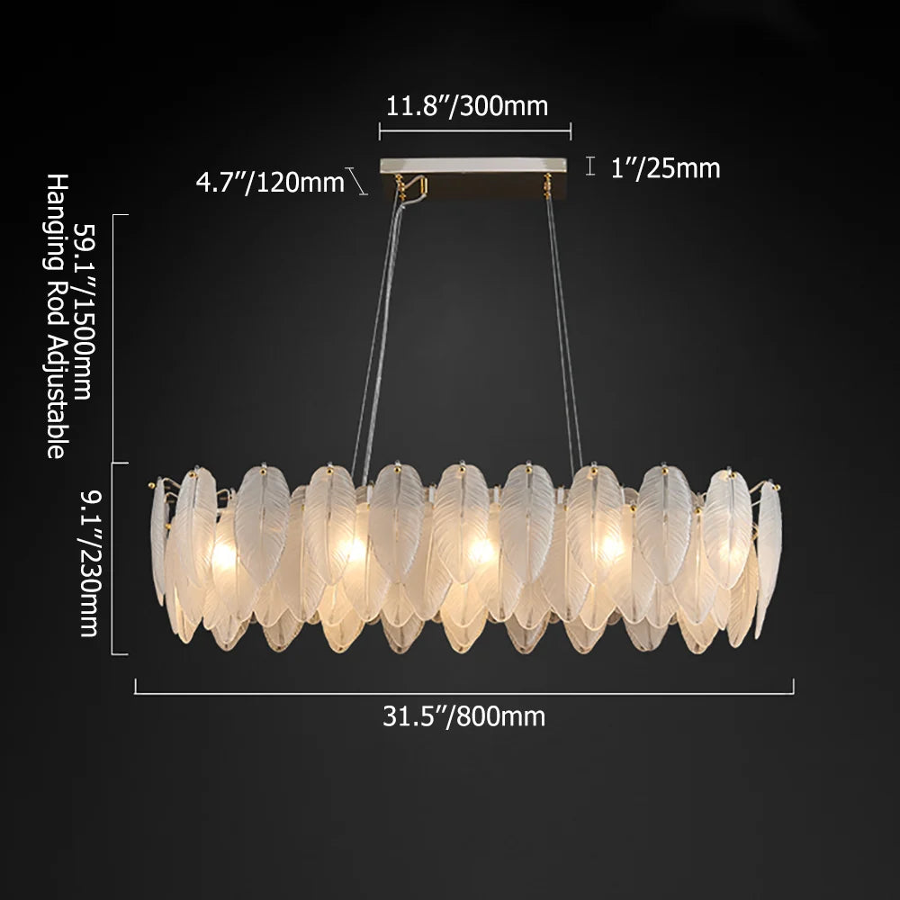 PPWW - Lustre  en Verre avec Abat-Jour en Feuille texturé