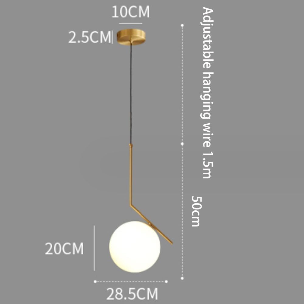 TEMKIN - Suspension moderne du milieu du siècle en verre blanc