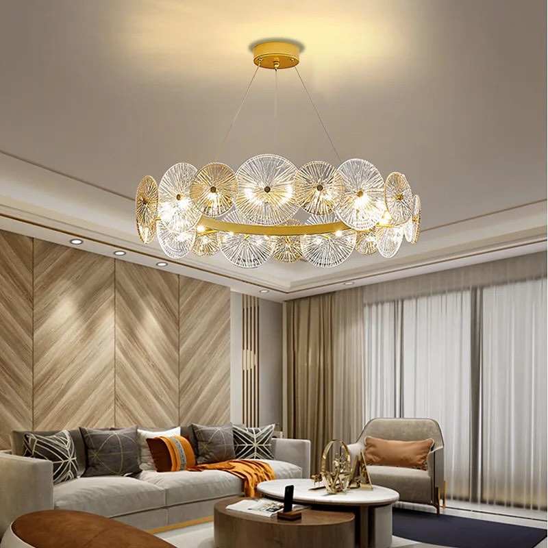 Lustre cristal - feuille de lotus
