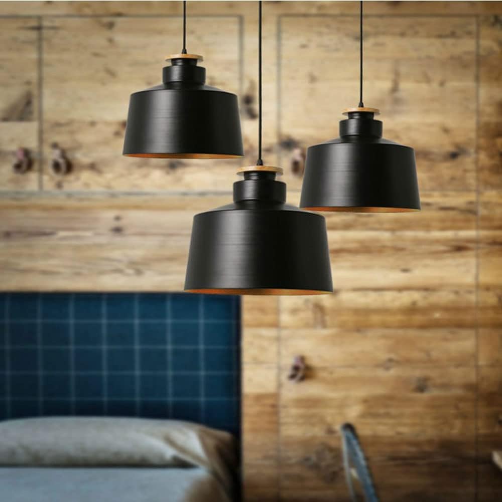 MODERNE MONOLIGHT  MÉTAL NOIR & OR AVEC BOIS BEIGE
