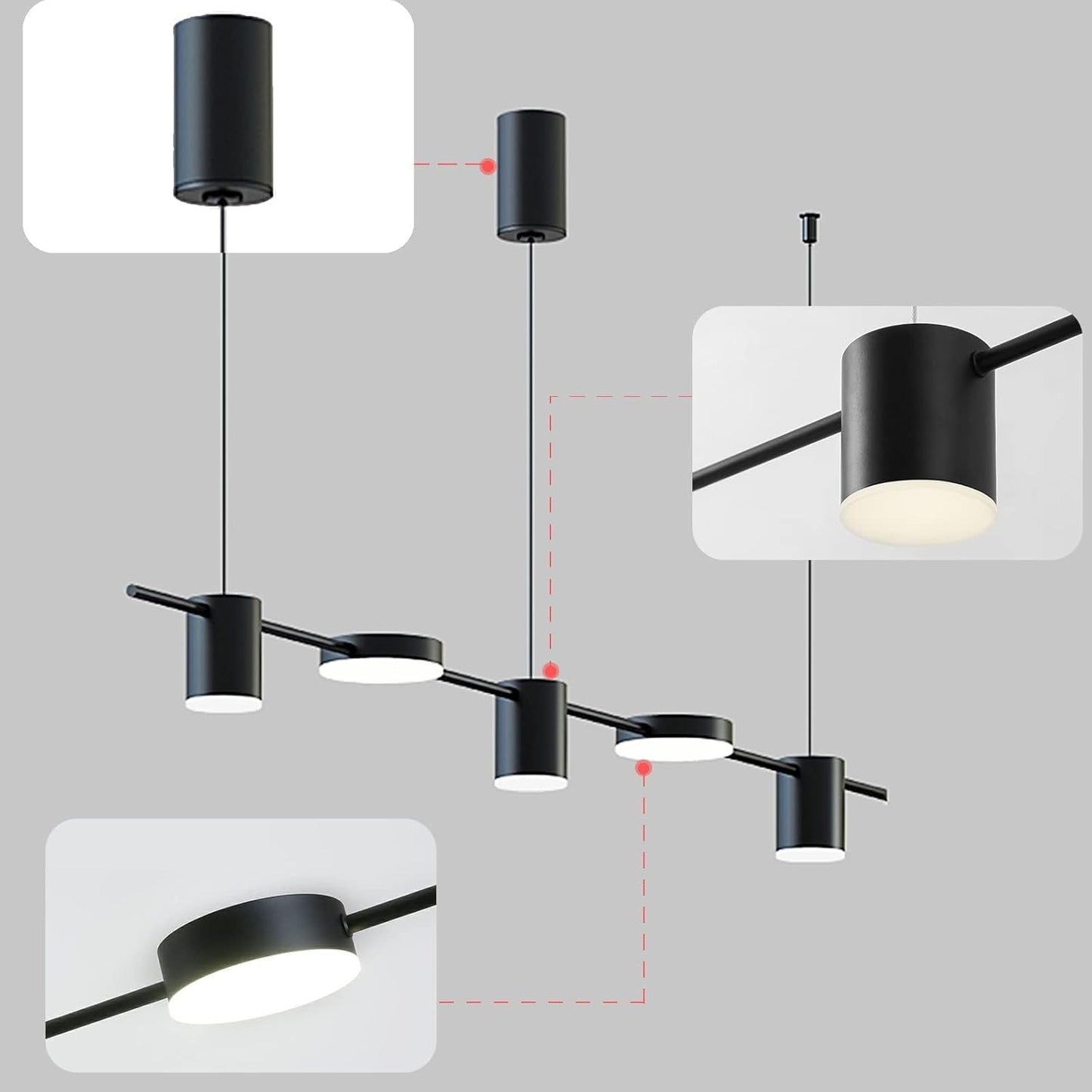 Suspension LED Moderne – 5 Spots Orientables