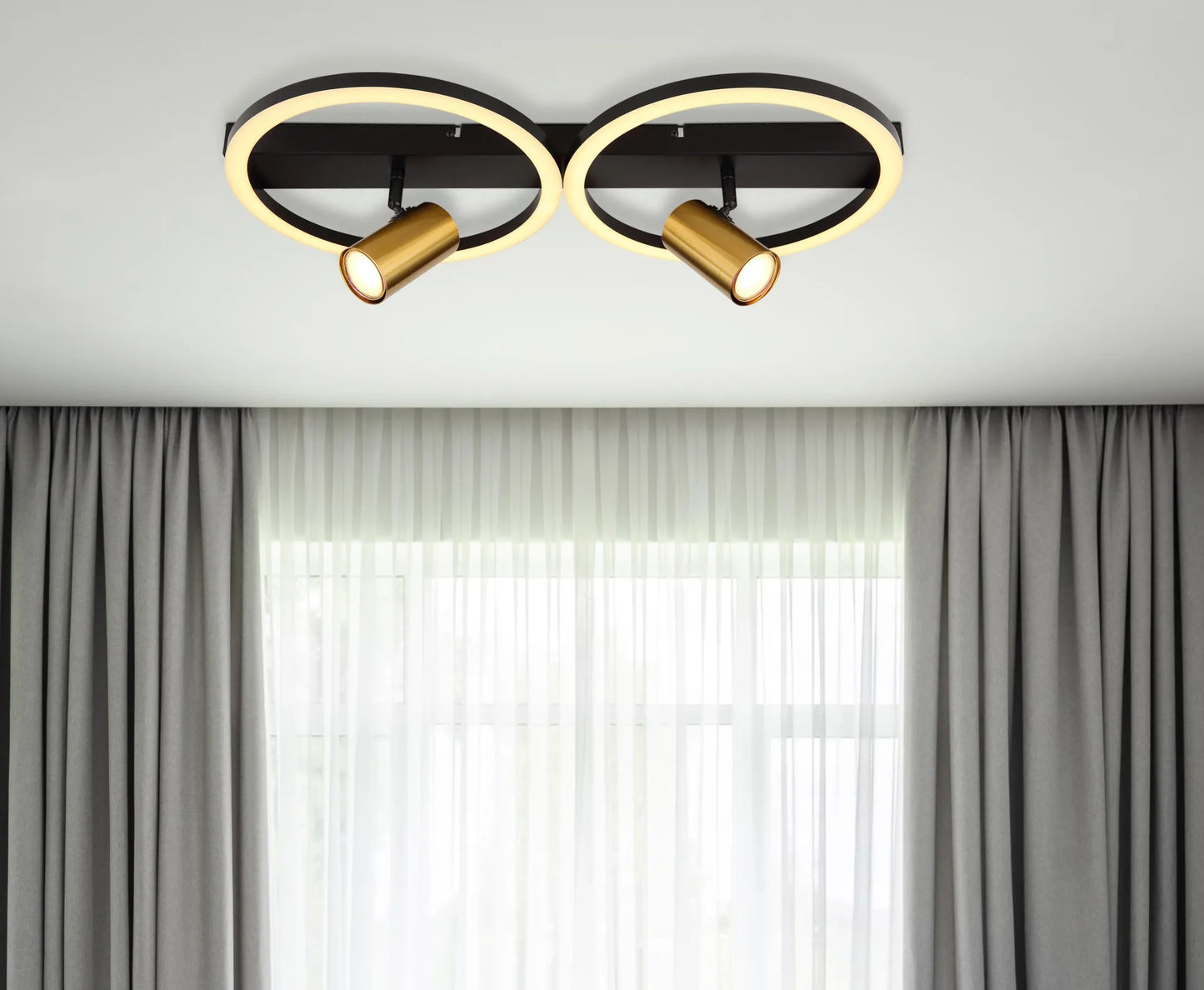 Reboleiro Plafonnier LED Noir, 4 lumières