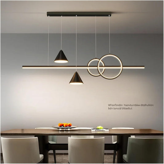 Lustre Suspendu LED Moderne – Design Linéaire &amp; Lumière Réglable (3000K-6000K)