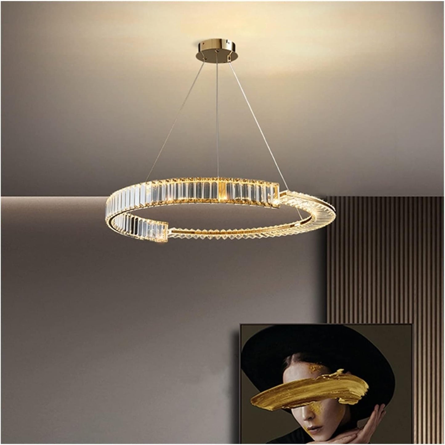 THUNDER , Lustre de luxe de forme ronde PP en cristal à 1 cerseau