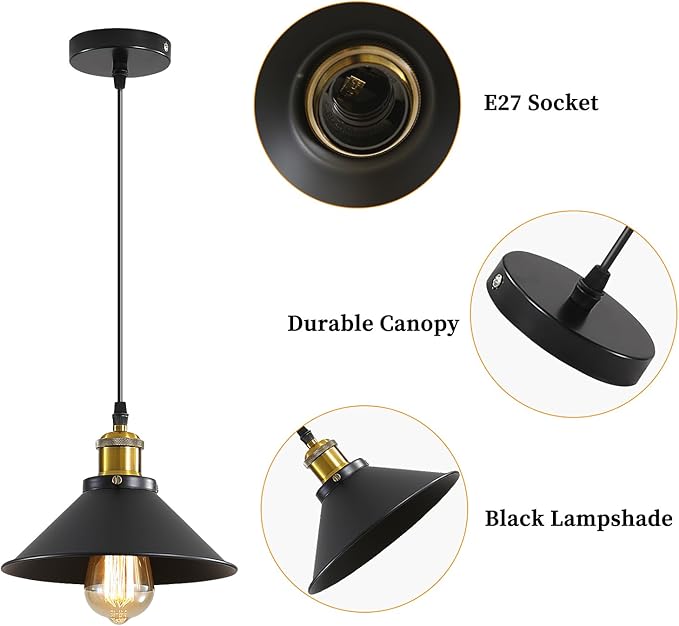 Suspension « Rétro Noire &amp; Dorée »