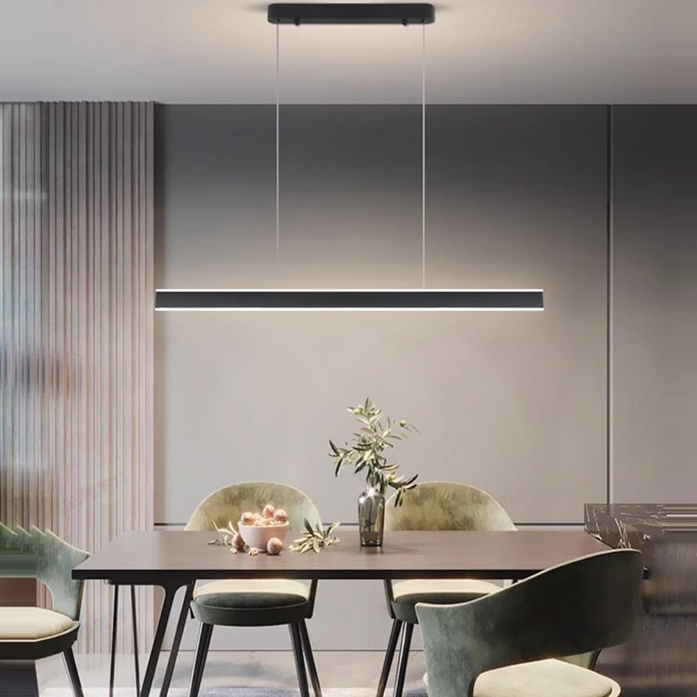 Suspension Noir LED Linéaire Moderne 120 cm