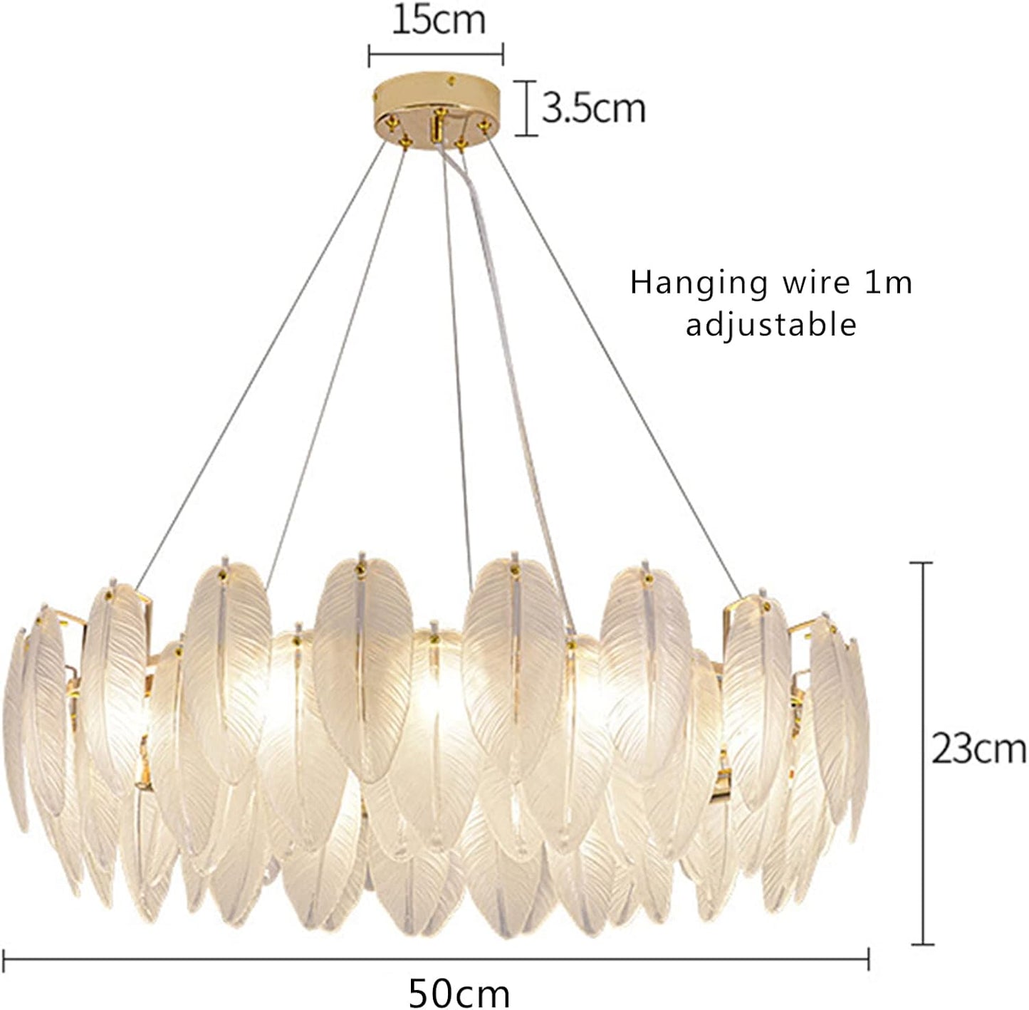 PPWW - Lustre  en Verre avec Abat-Jour en Feuille texturé