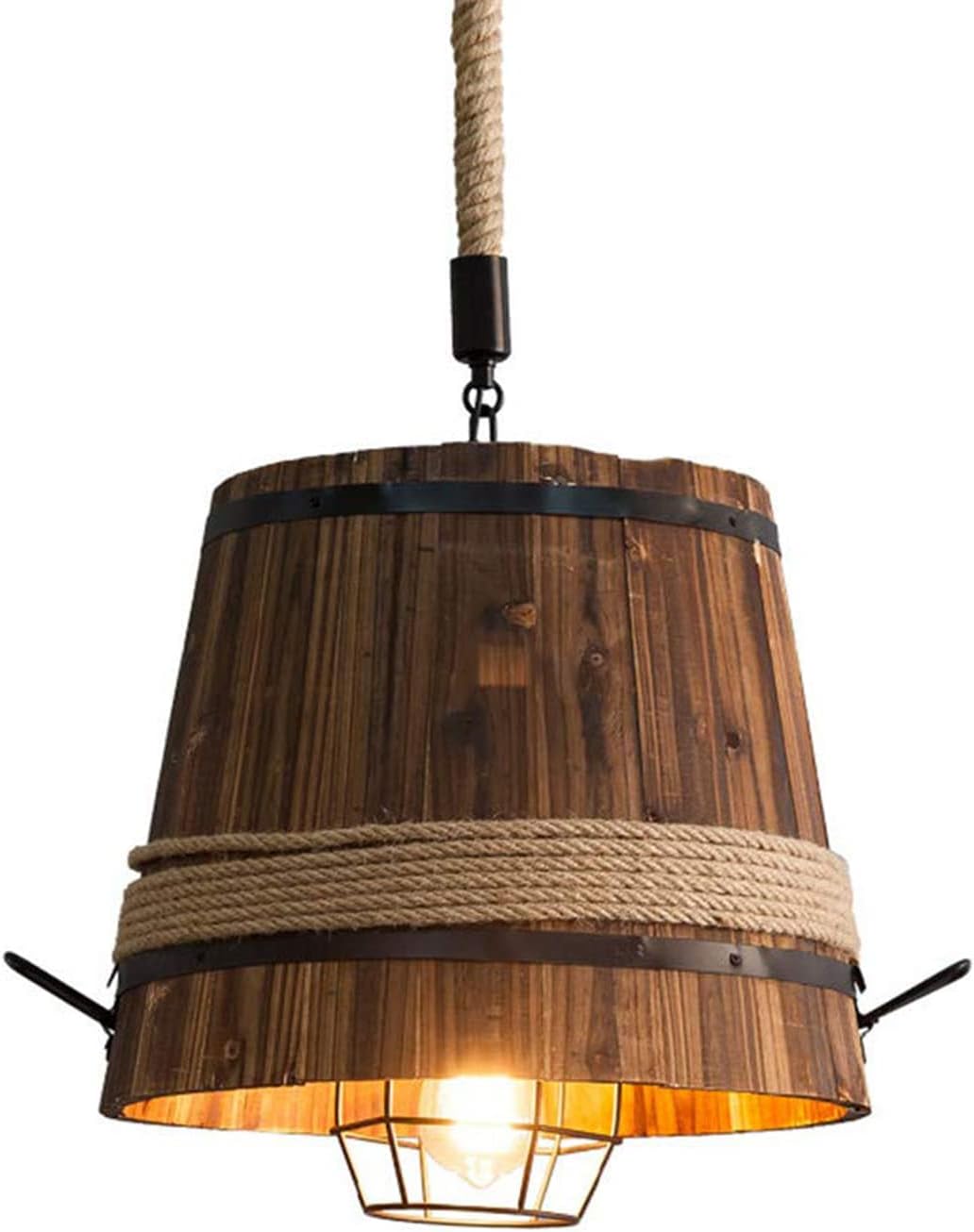 Lustre sous forme de seau en bois
