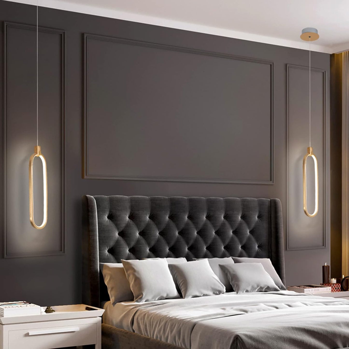Suspension dorée LED au design minimaliste en aluminium
