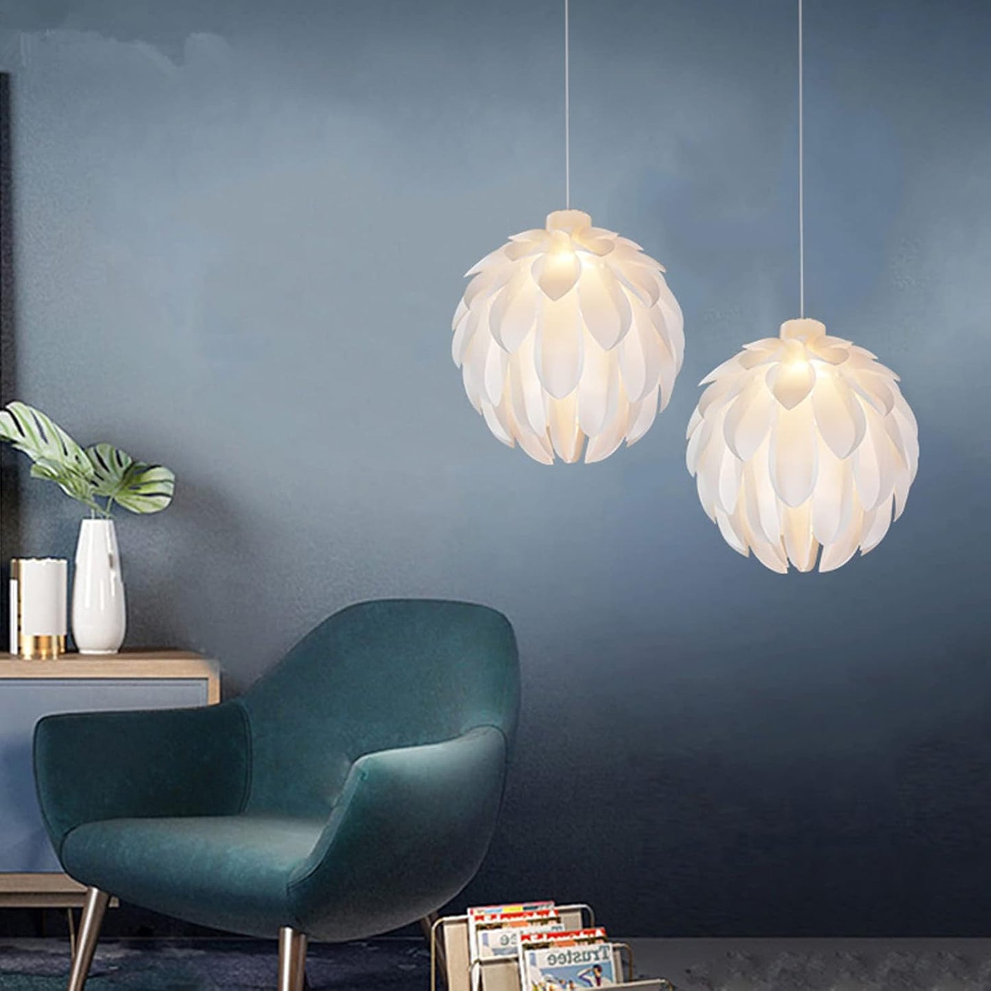 WAQIHREU - Lampe suspendue en forle de pomme de pin blanc 50 cm