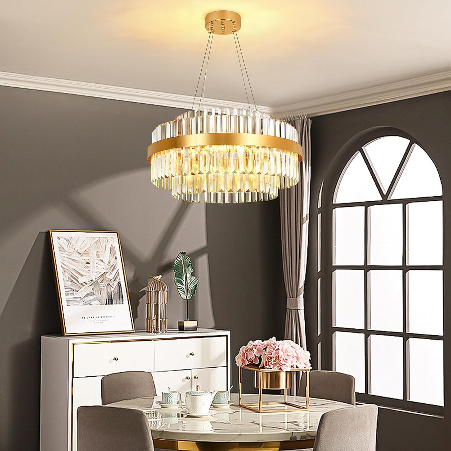 MCOSU - Lustres en cristal ronds de luxe Salon