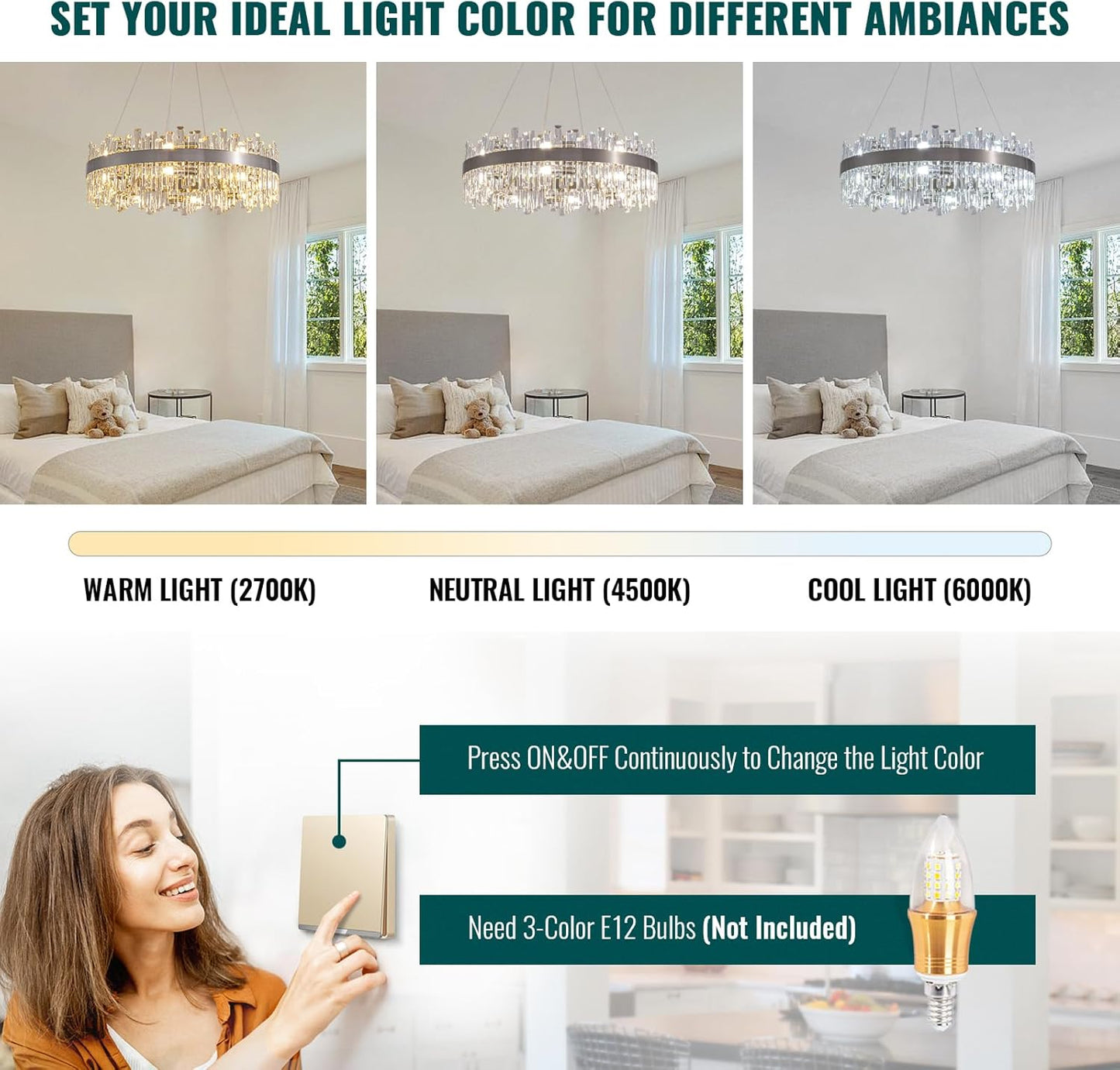 SILJOY - Lustre en Cristal K9 40/50/60 cm Argent