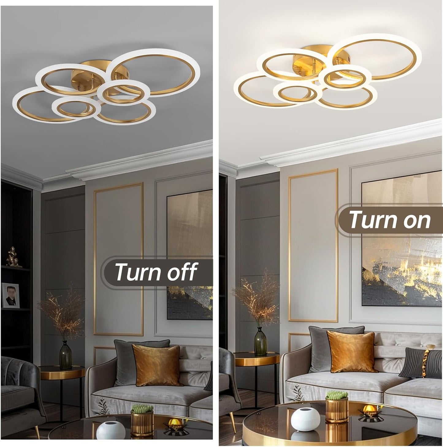 TEMINBU - Plafonnier  à 6 anneaux circulaire LED