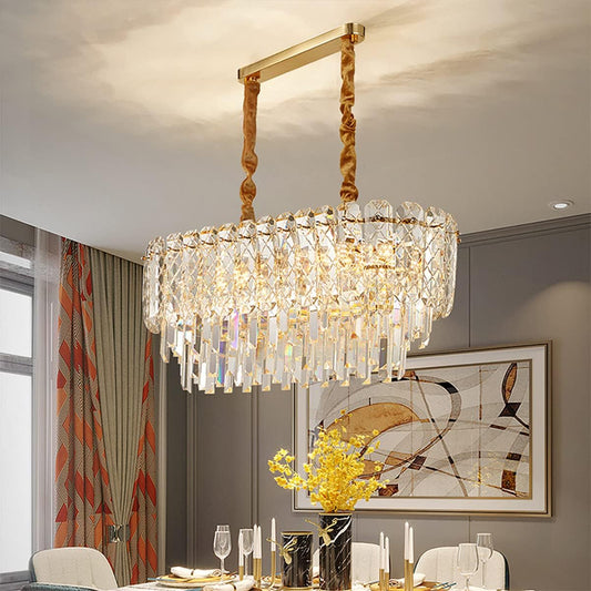 FALIO - Lustre ovale en Cristal 80/30cm
